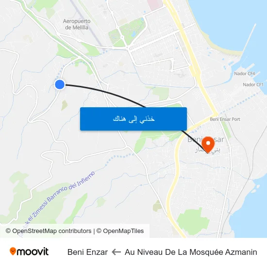 Au Niveau De La Mosquée Azmanin to Beni Enzar map