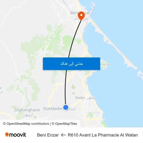 R610 Avant La Pharmacie Al Watan to Beni Enzar map