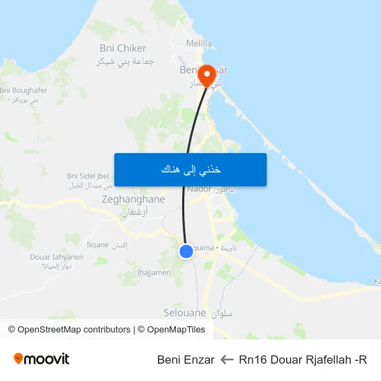 Rn16 Douar Rjafellah -R to Beni Enzar map