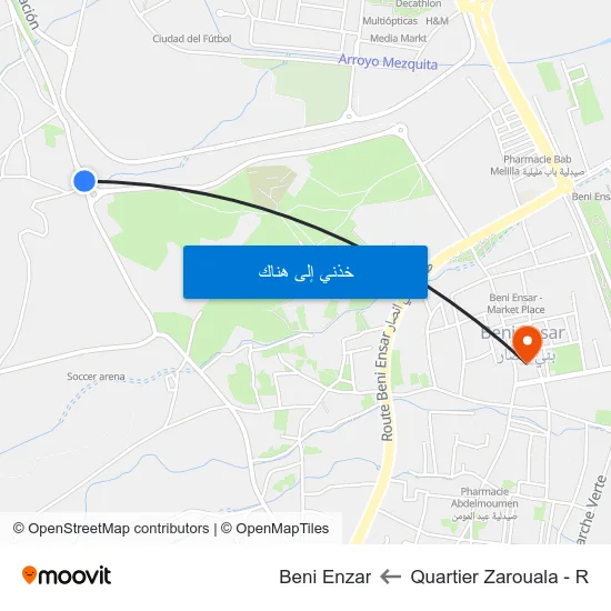 Quartier Zarouala - R to Beni Enzar map
