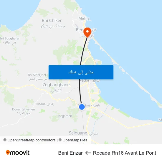 Rocade Rn16 Avant Le Pont to Beni Enzar map