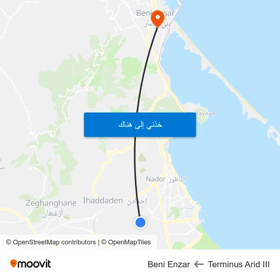 Terminus Arid III to Beni Enzar map