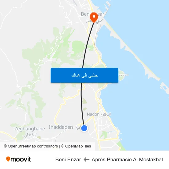 Aprés Pharmacie Al Mostakbal to Beni Enzar map