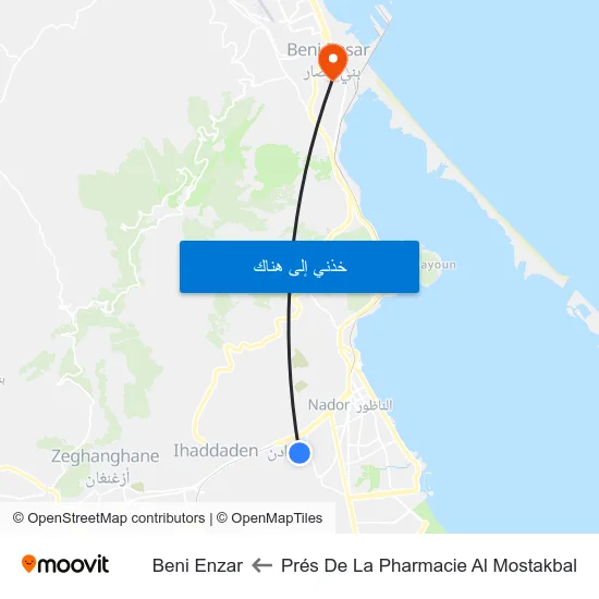 Prés De La Pharmacie Al Mostakbal to Beni Enzar map