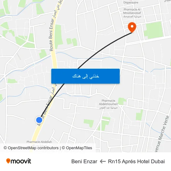 Rn15 Aprés Hotel Dubai to Beni Enzar map
