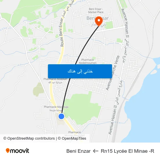 Rn15 Lycée El Minae -R to Beni Enzar map