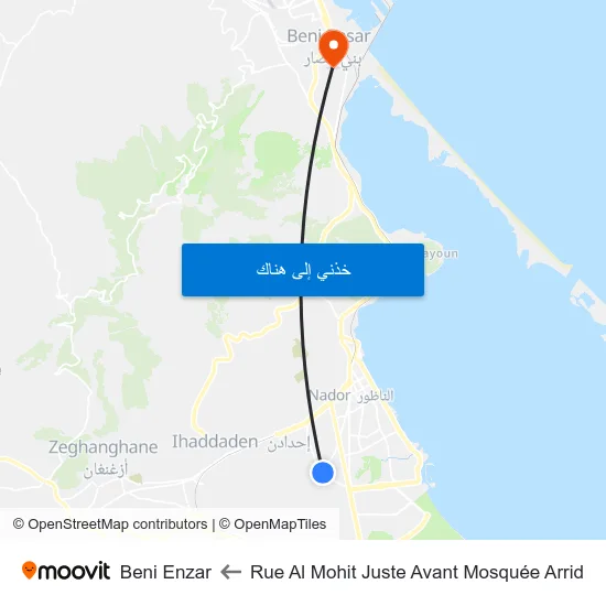Rue Al Mohit Juste Avant Mosquée Arrid to Beni Enzar map