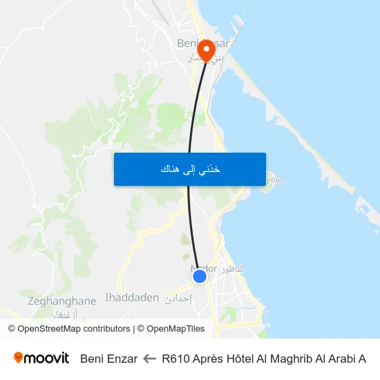 R610 Après Hôtel Al Maghrib Al Arabi A to Beni Enzar map