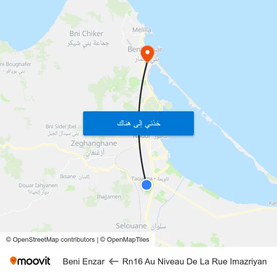 Rn16 Au Niveau De La Rue Imazriyan to Beni Enzar map