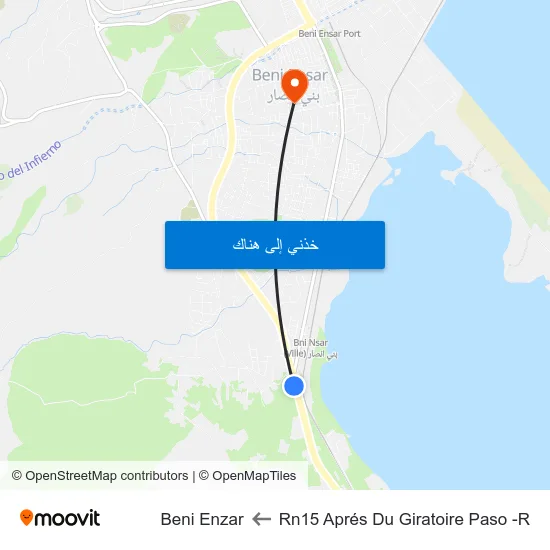 Rn15 Aprés Du Giratoire Paso -R to Beni Enzar map