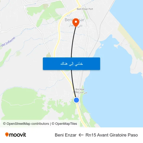 Rn15 Avant Giratoire Paso to Beni Enzar map