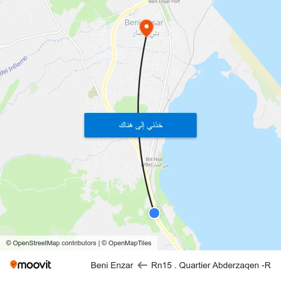 Rn15 . Quartier Abderzaqen -R to Beni Enzar map