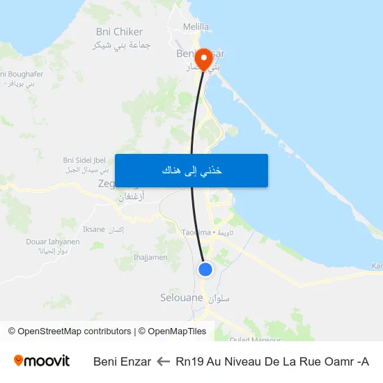 Rn19 Au Niveau De La Rue Oamr -A to Beni Enzar map