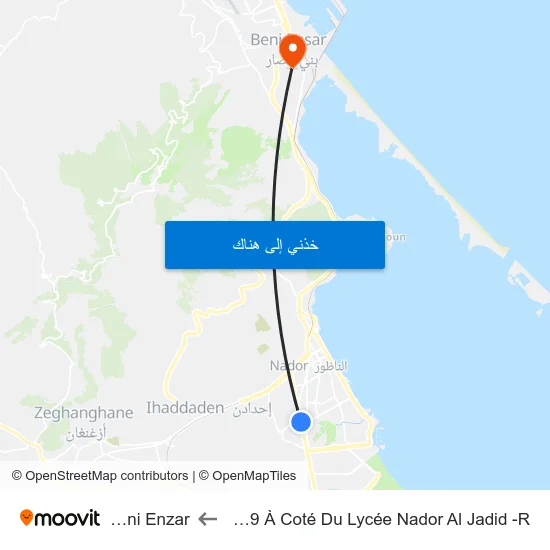 Rn19 À Coté Du Lycée Nador Al Jadid -R to Beni Enzar map