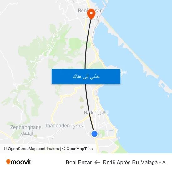 Rn19 Après Ru Malaga - A to Beni Enzar map