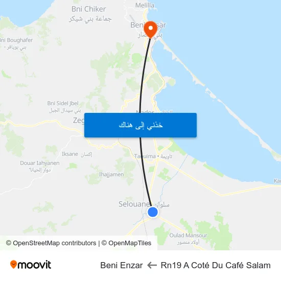 Rn19 A Coté Du Café Salam to Beni Enzar map