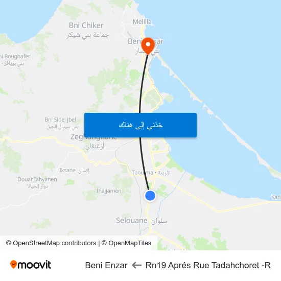 Rn19 Aprés Rue Tadahchoret -R to Beni Enzar map
