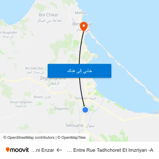 Rn19 Entre Rue Tadhchoret Et Imzriyan -A to Beni Enzar map