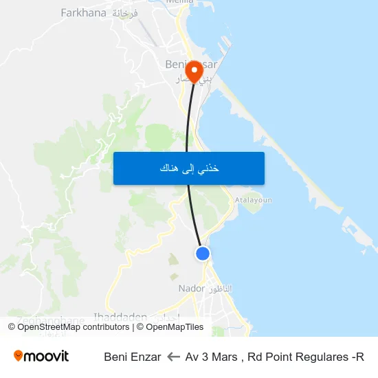 Av 3 Mars , Rd Point Regulares -R to Beni Enzar map