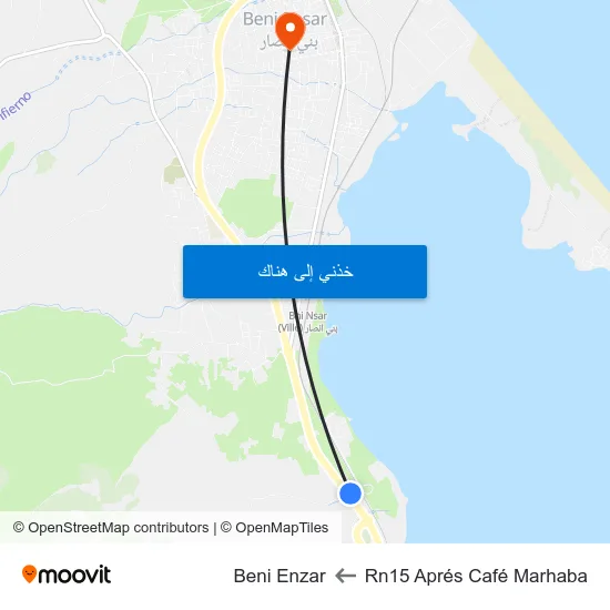 Rn15 Aprés Café Marhaba to Beni Enzar map