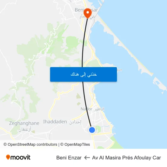 Av Al Masira Prés Afoulay Car to Beni Enzar map