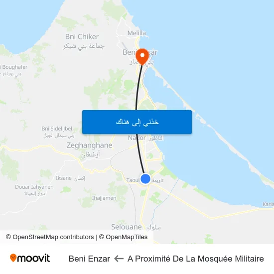 A Proximité De La Mosquée Militaire to Beni Enzar map