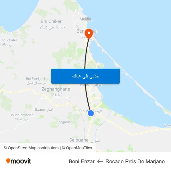 Rocade Prés De Marjane to Beni Enzar map