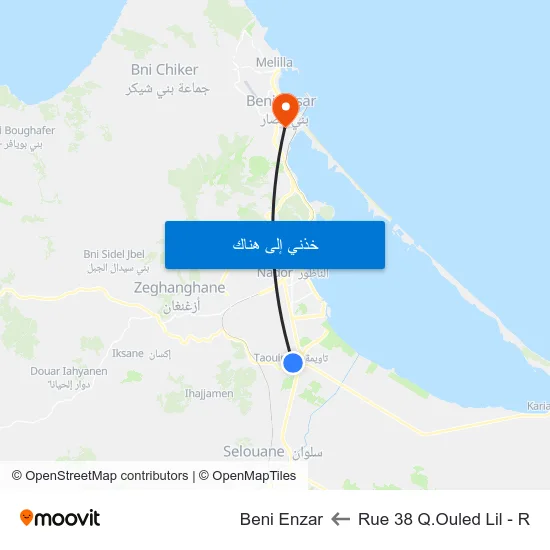 Rue 38 Q.Ouled Lil - R to Beni Enzar map