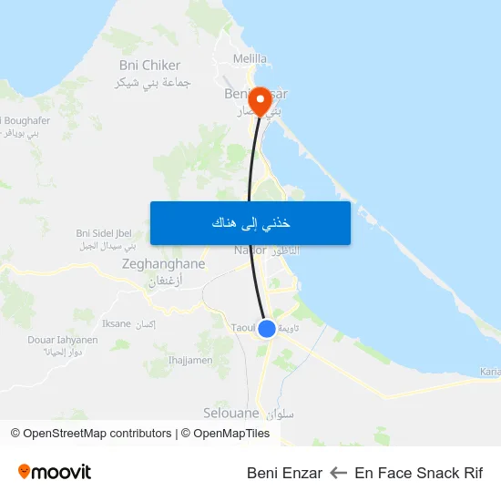 En Face Snack Rif to Beni Enzar map