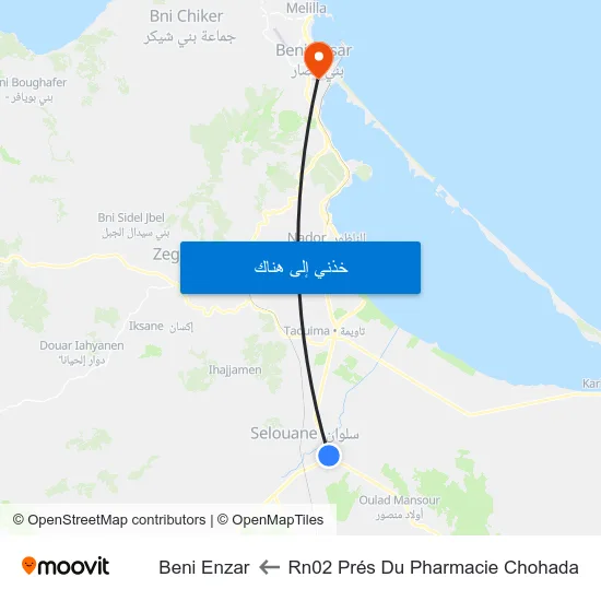 Rn02 Prés Du Pharmacie Chohada to Beni Enzar map
