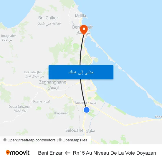 Rn15 Au Niveau De La Voie Doyazan to Beni Enzar map