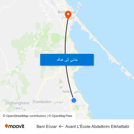 Avant L'École Abdelkrim Elkhettabi to Beni Enzar map