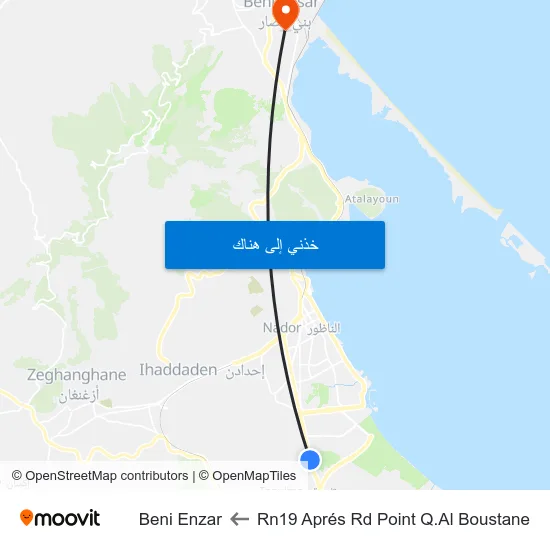 Rn19 Aprés Rd Point Q.Al Boustane to Beni Enzar map