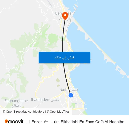 Av Abdelkrim Elkhattabi En Face Café Al Hadatha to Beni Enzar map
