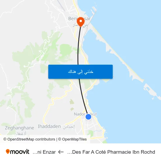 Av Des Far A Coté Pharmacie Ibn Rochd to Beni Enzar map