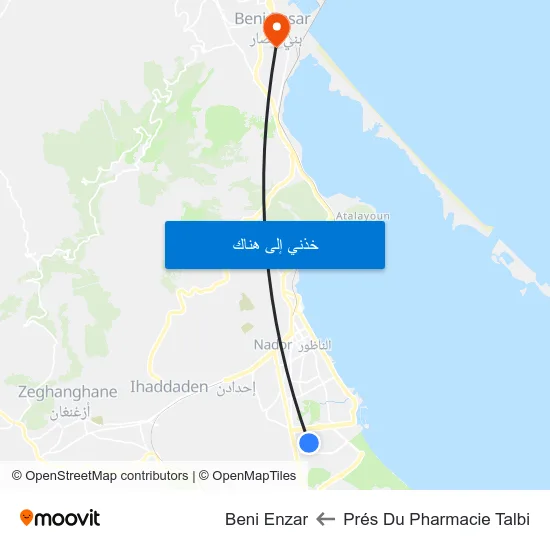 Prés Du Pharmacie Talbi to Beni Enzar map