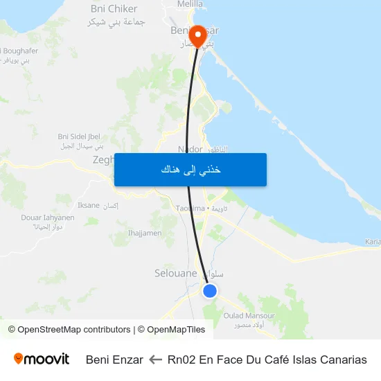 Rn02 En Face Du Café Islas Canarias to Beni Enzar map