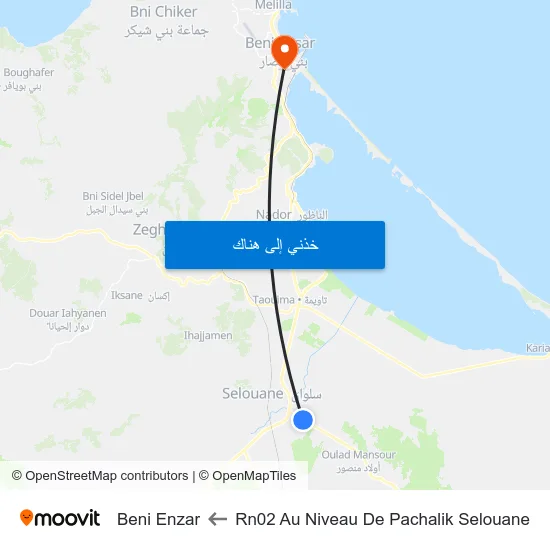 Rn02 Au Niveau De Pachalik Selouane to Beni Enzar map