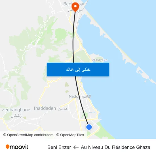 Au Niveau Du Résidence Ghaza to Beni Enzar map