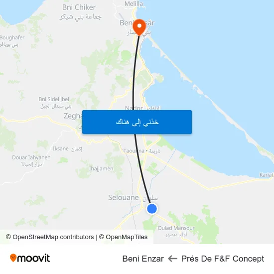 Prés De F&F Concept to Beni Enzar map