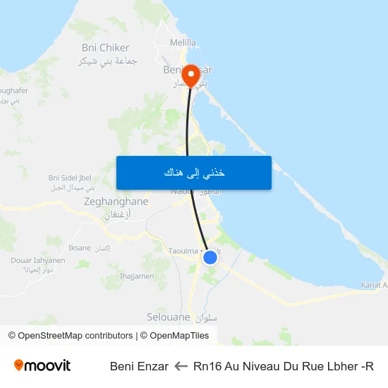 Rn16 Au Niveau Du Rue Lbher -R to Beni Enzar map