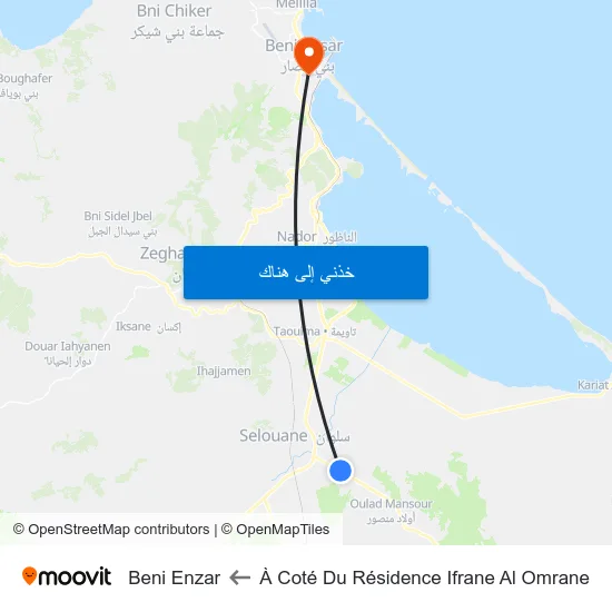 À Coté Du Résidence Ifrane Al Omrane to Beni Enzar map