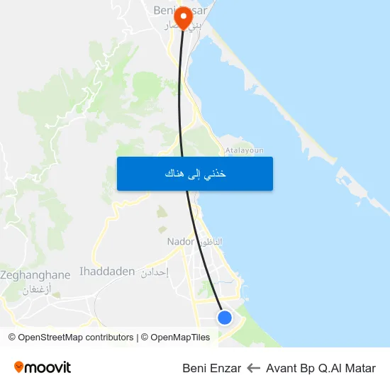 Avant Bp Q.Al Matar to Beni Enzar map