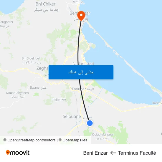 Terminus  Faculté to Beni Enzar map