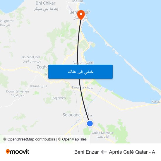 Aprés Café Qatar - A to Beni Enzar map