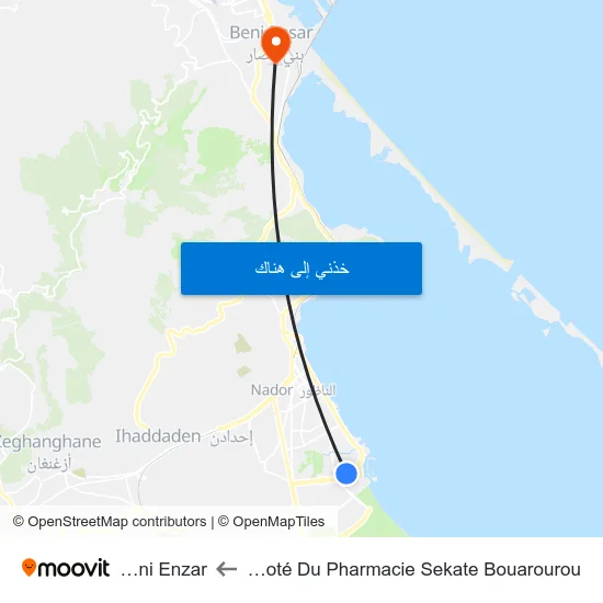 A Coté Du Pharmacie Sekate Bouarourou to Beni Enzar map
