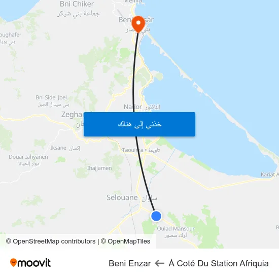 À Coté Du Station Afriquia to Beni Enzar map