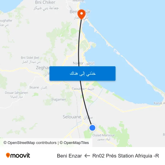 Rn02 Prés Station Afriquia -R to Beni Enzar map