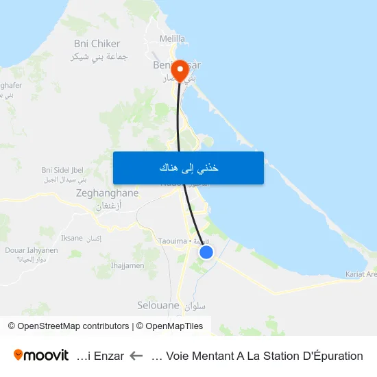 Rn16 La Voie Mentant A La Station D'Épuration to Beni Enzar map