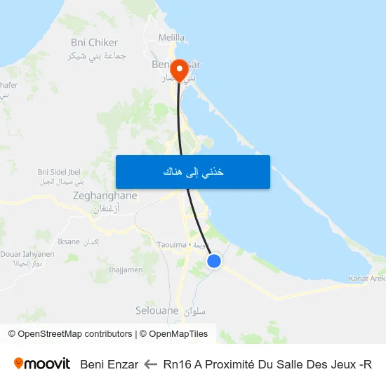 Rn16 A Proximité Du Salle Des Jeux -R to Beni Enzar map